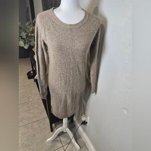 Madewell Women’s Side Slit Sweater Ribbed Dress Tan Long Sleeve XS